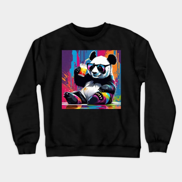 Cool Colorful Panda Bear Crewneck Sweatshirt by A.i. Monster Designs